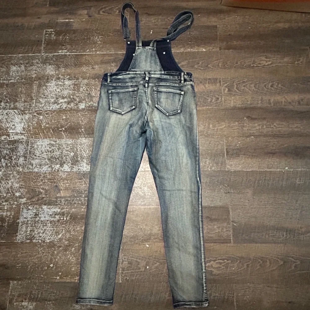 YMI Womens Slim Fit Acid Wash Denim Overalls Distressed Blue Size 13 Y2K Grunge
